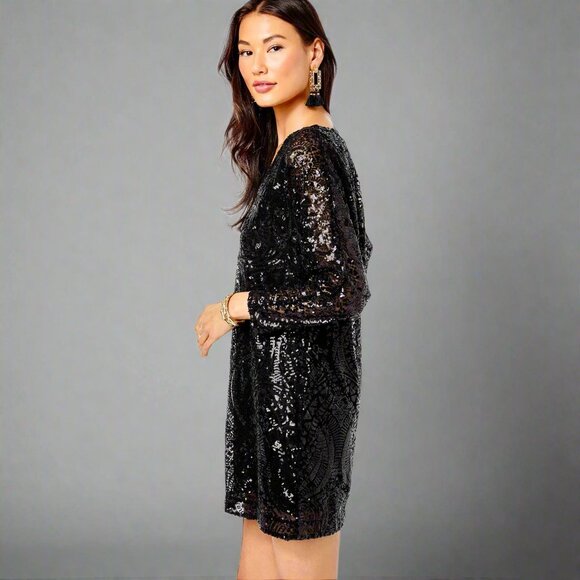 Lilly Pulitzer black sequin Leclair dress, size S - Picture 3 of 5